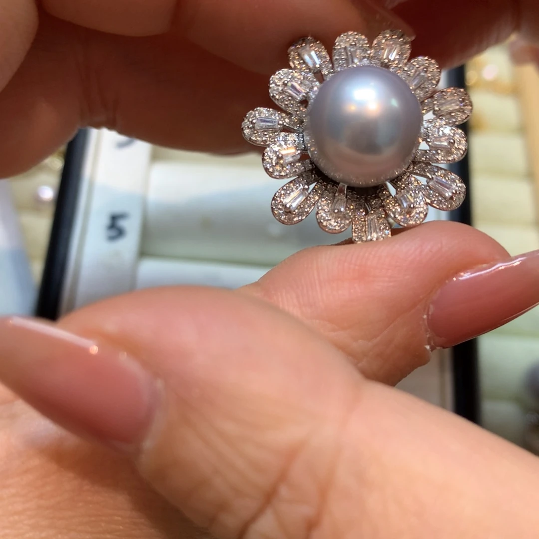 海水珍珠戒指银S925镶嵌