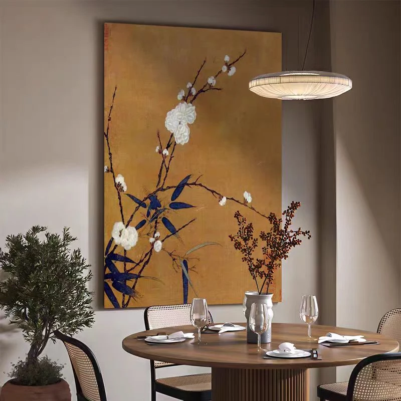 新中式古典字画梅竹客餐厅民宿玄关茶室壁画意境山水竖版画80120