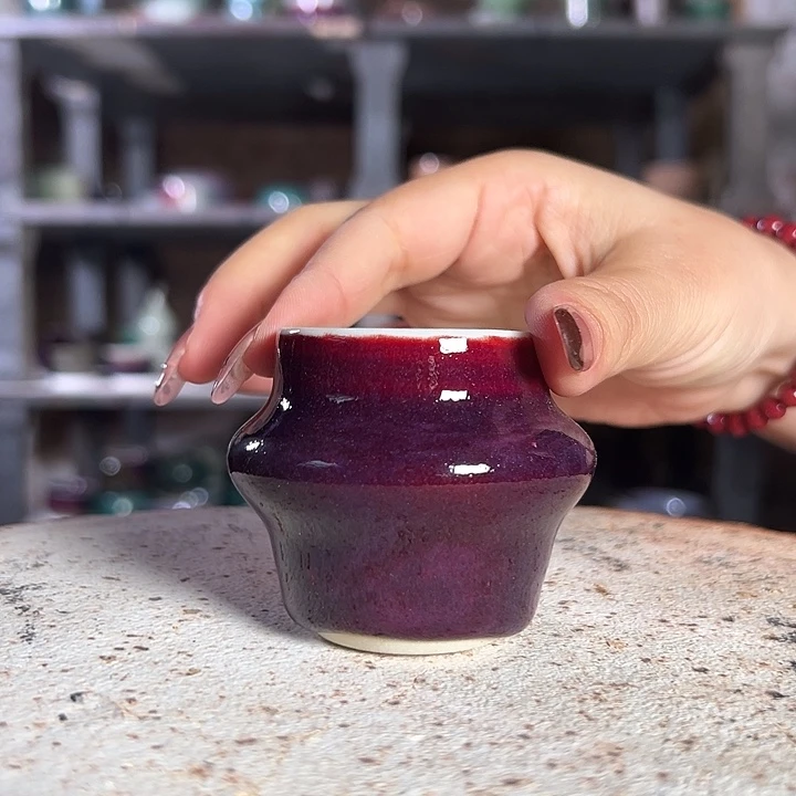 瓷片钧瓷杯子小摆件672
