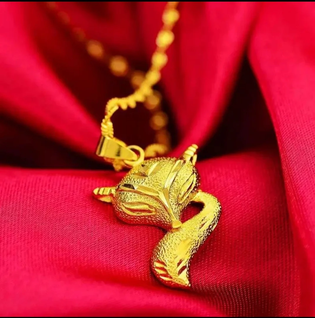 合金项链 正品黄金色狐狸水波纹链子H批发女生项链时尚吊坠