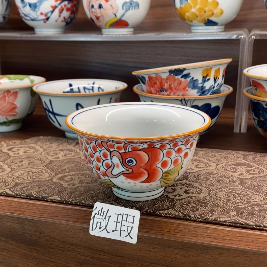 釉下手绘茶具微瑕