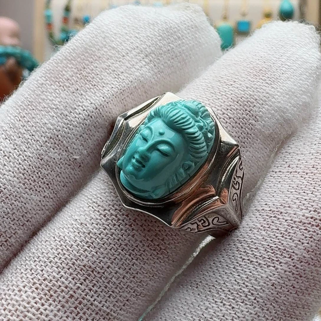 绿松石珠宝奇石银S925镶嵌