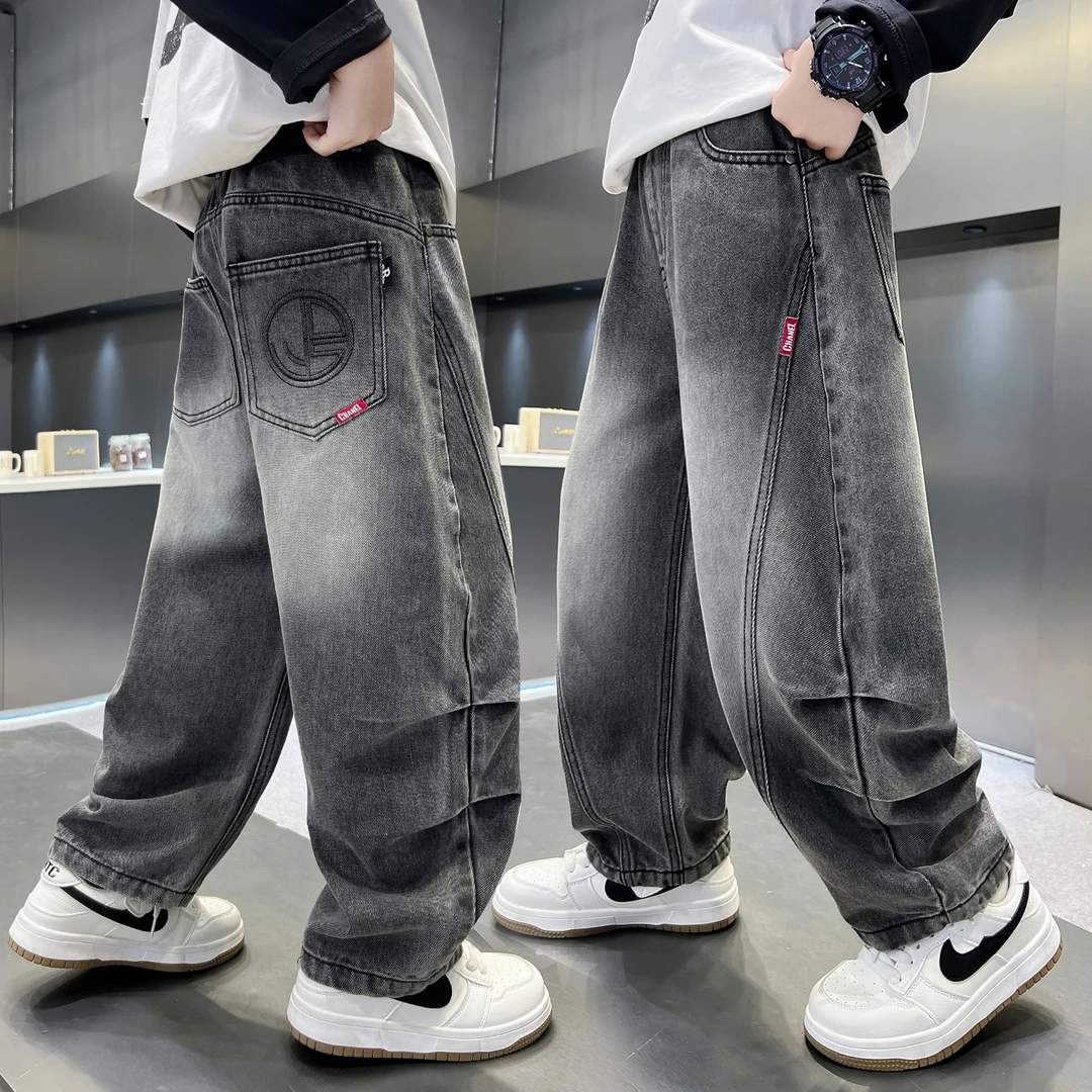 男童牛仔裤2025春秋洋气新款中大童酷帅男孩休闲直筒裤儿童裤子潮