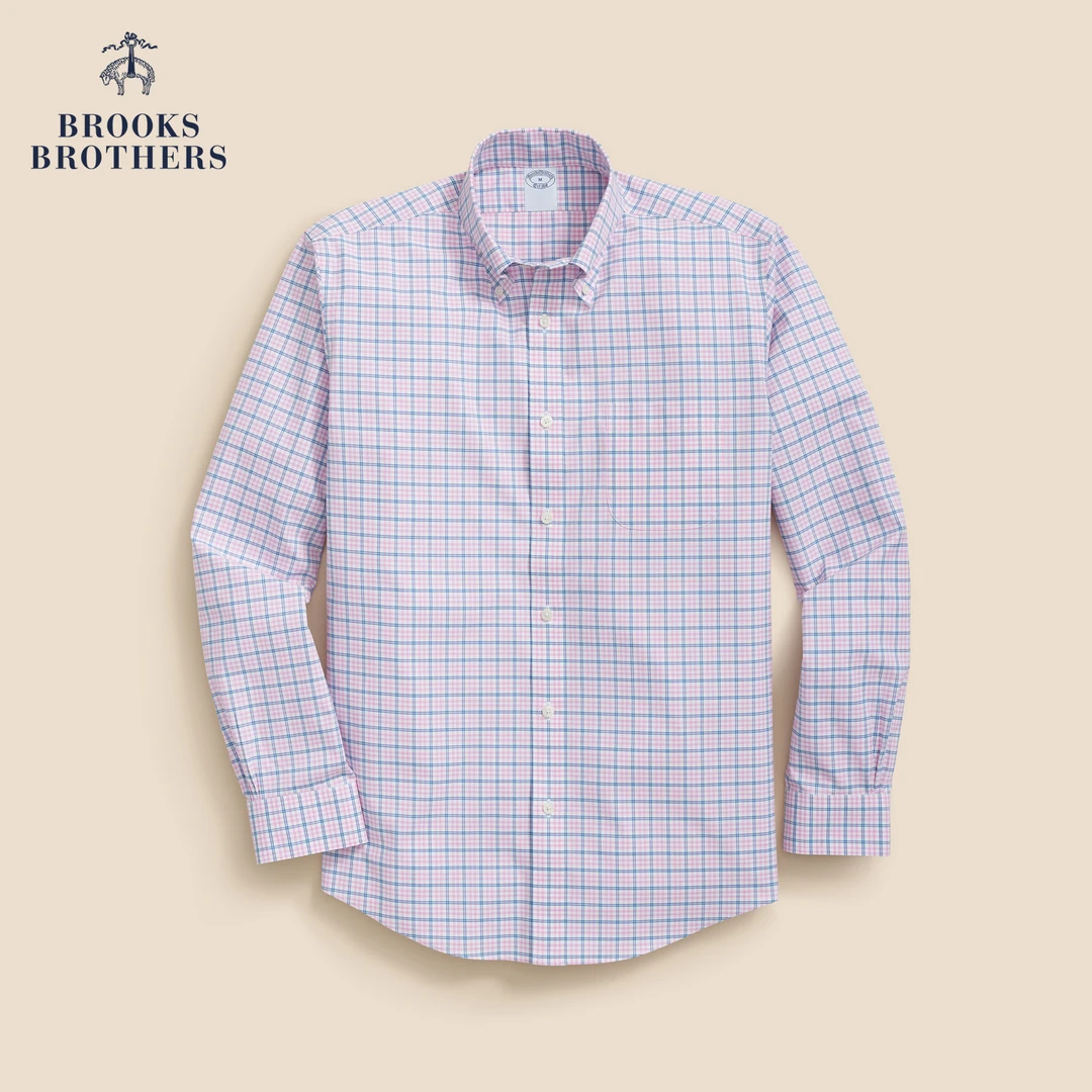 [易打理]Brooks Brothers/布克兄弟男士25秋季款supima棉格纹衬衫