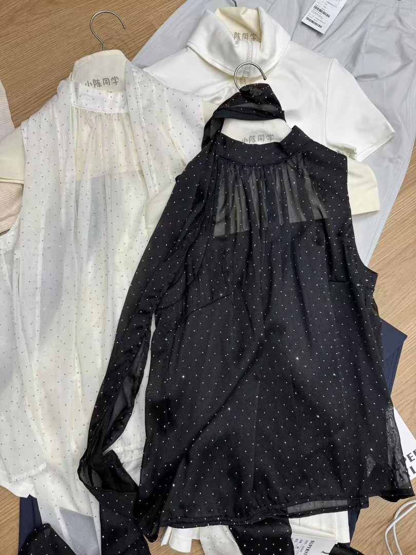 东大门夏季新款挂脖飘带上衣4a6