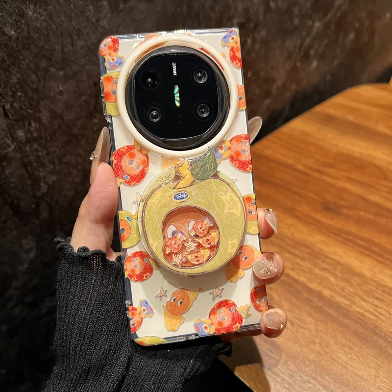 涂鸦苹果头套星星人磁吸支架适用华为matex6折叠屏手机壳matex5典