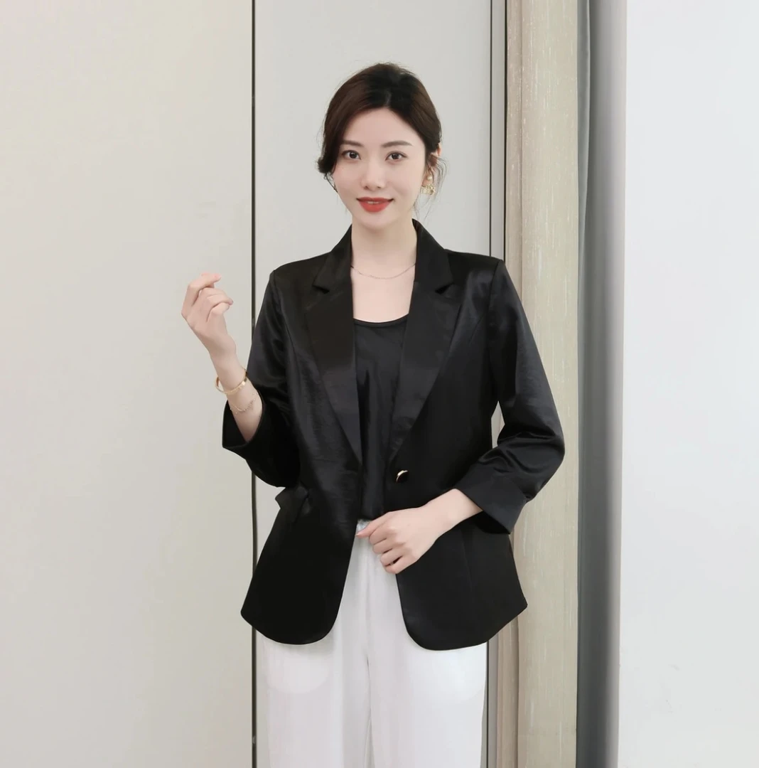 轻职风设计师夏季韩版纽扣西装女修身气质显瘦百搭西装西服