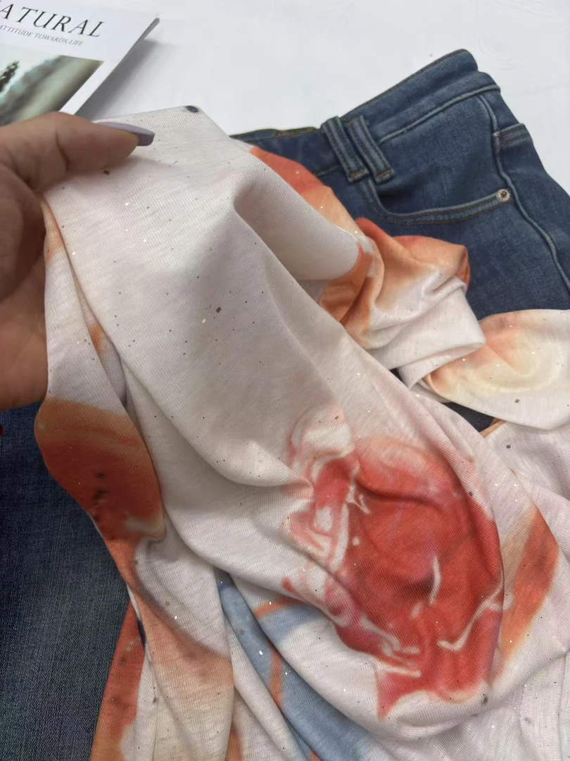 （玉姐家）满天星印花超柔圆领长袖上衣90-140 新选f1093 J09243