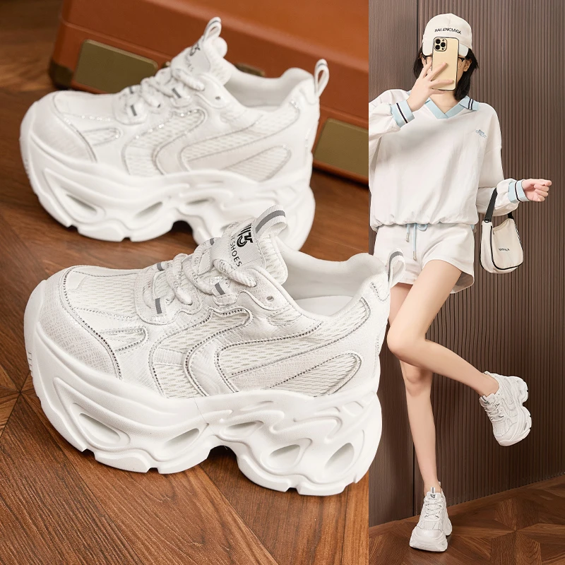 小个子内增高10cm老爹鞋女厚底2026新款春休闲运动鞋高跟时尚显高