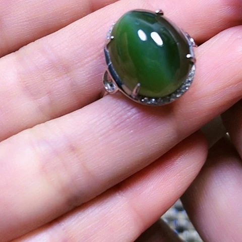 和田玉银S925镶嵌戒指