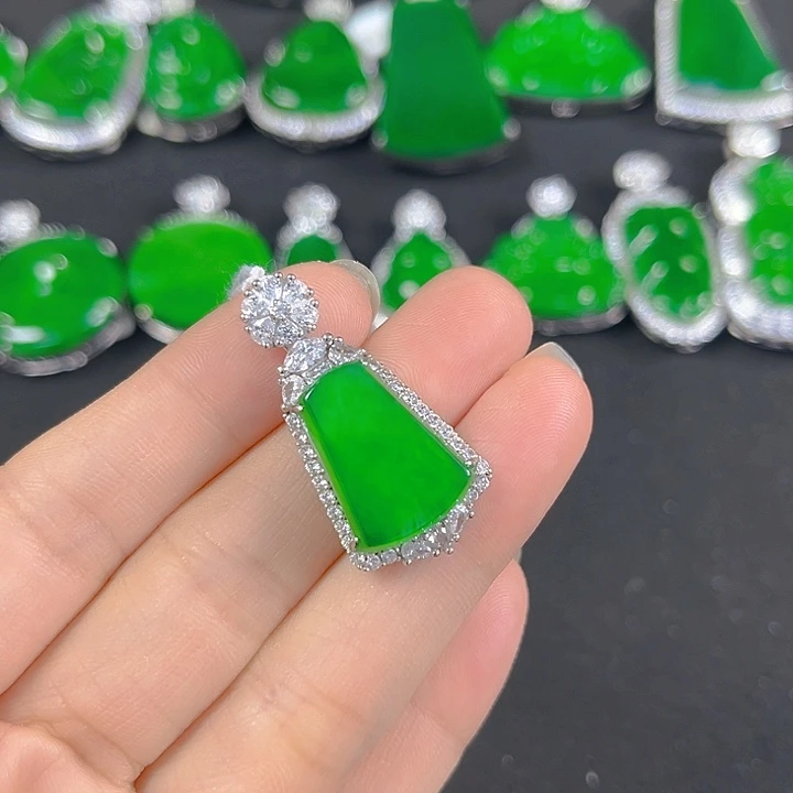 翡翠银S925镶嵌吊坠(不含链)