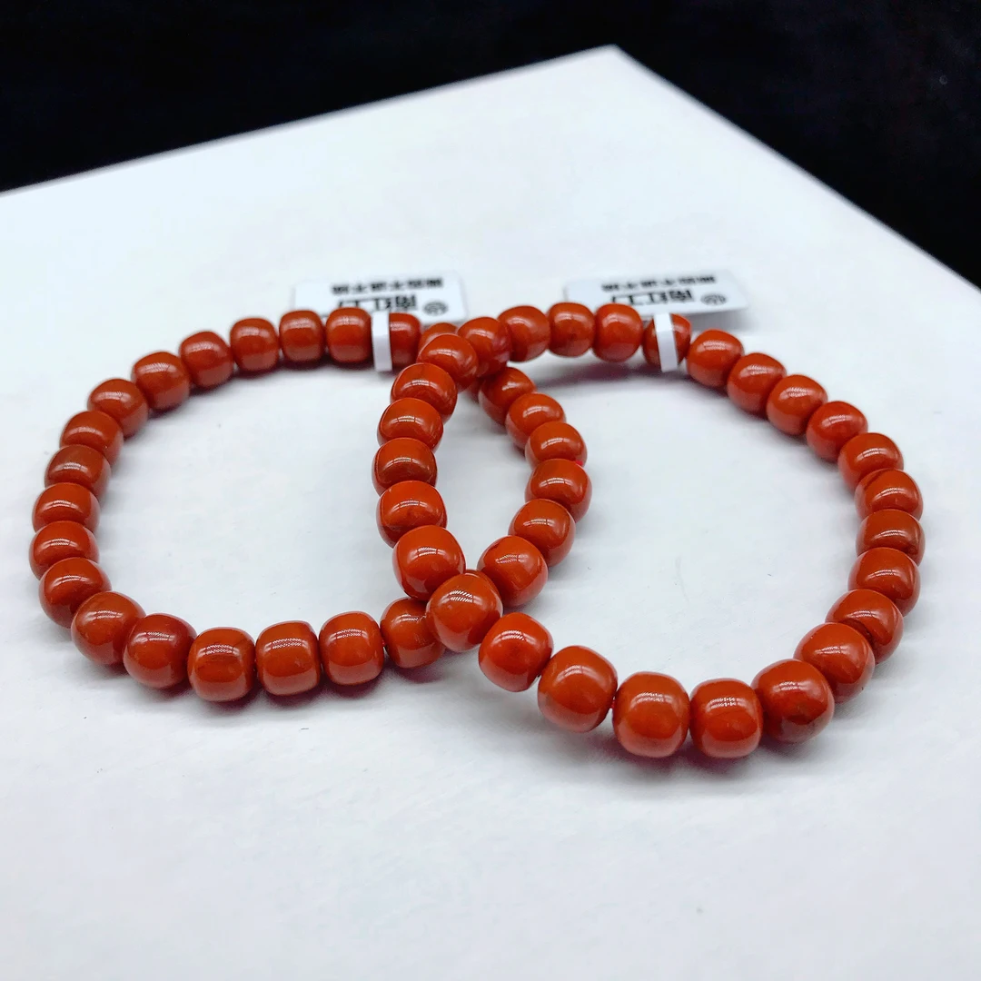 【小雪】南红四川瓦西满色满肉精品老型百搭手串7mm（多样式发其一）