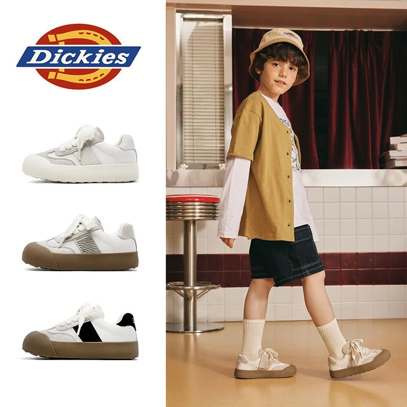 Dickies大童宝宝秋冬透气软底板鞋低帮防滑中小童休闲运动男童鞋