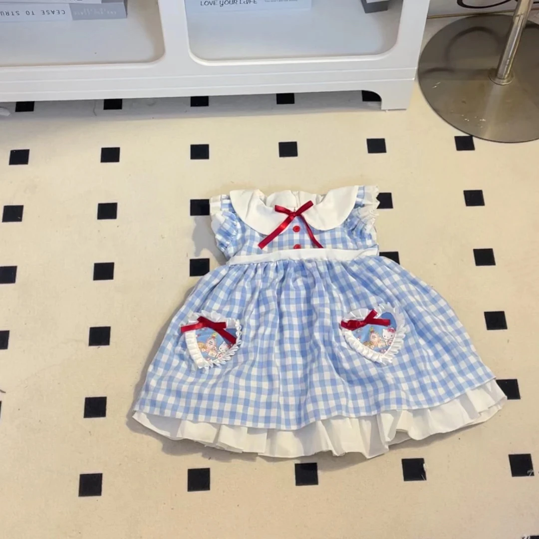 公主风夏季公主裙女格子连衣裙日常洋装女童套装裙子