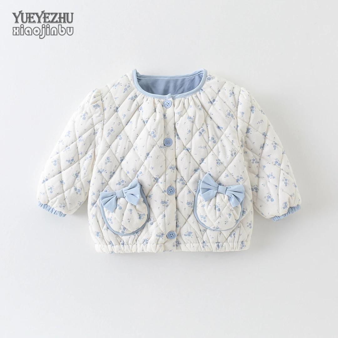 女童韩版外套秋冬绗棉上衣婴幼儿薄棉衣服初冬洋气碎花保暖童装潮