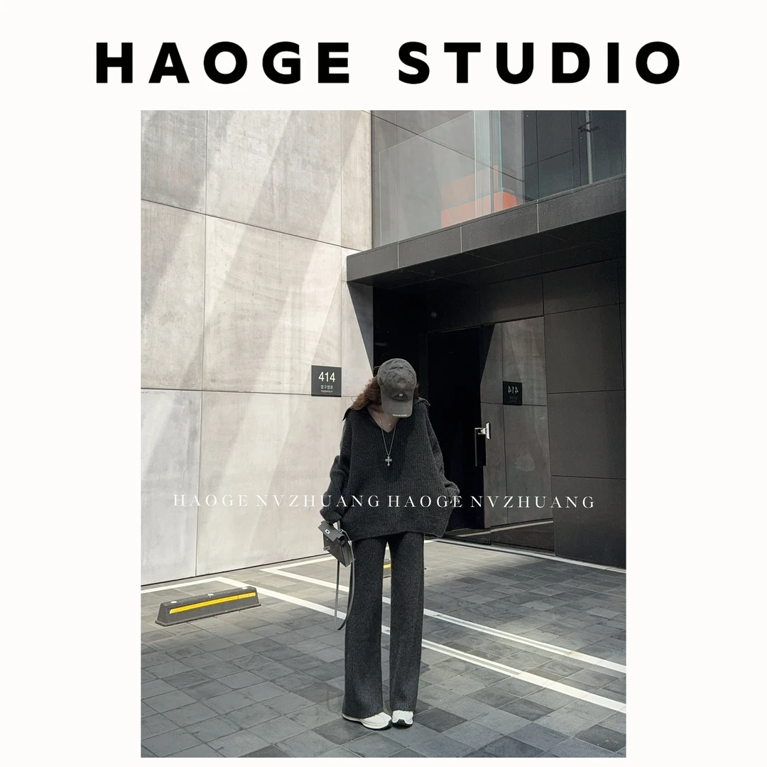 浩哥严选●慵懒富家女HGQ5TZ3026A上衣+休闲裤预秋冬显瘦时尚百搭