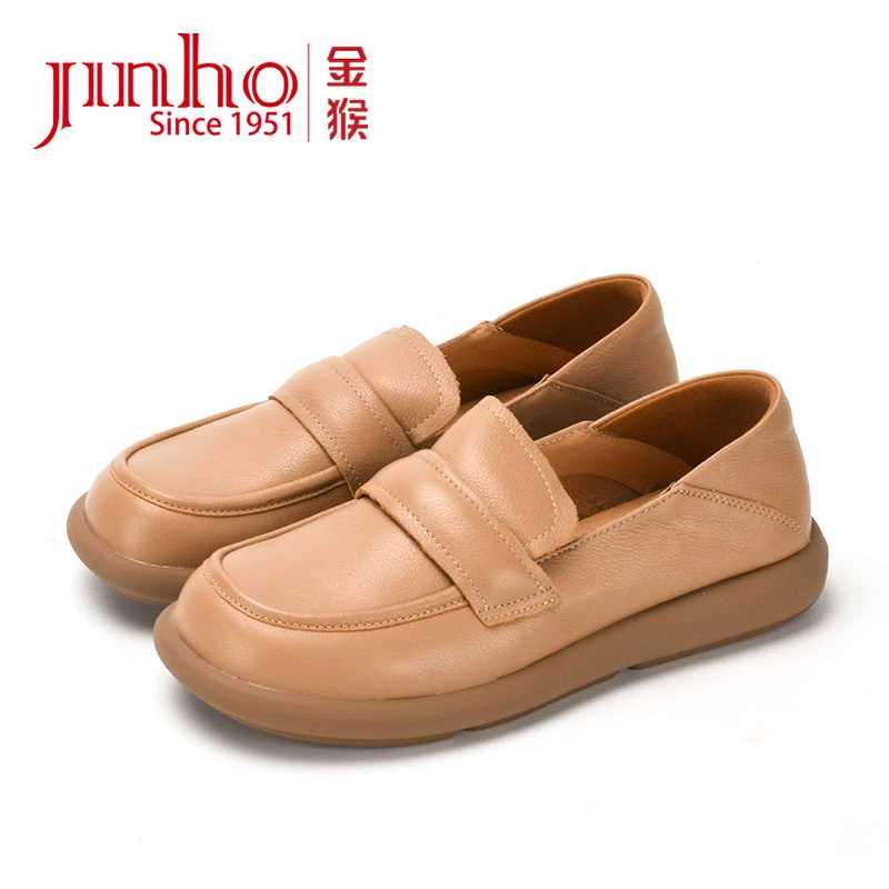 Jinho/金猴一脚蹬平底英伦风复古女单鞋休闲乐福鞋U5825014A/E