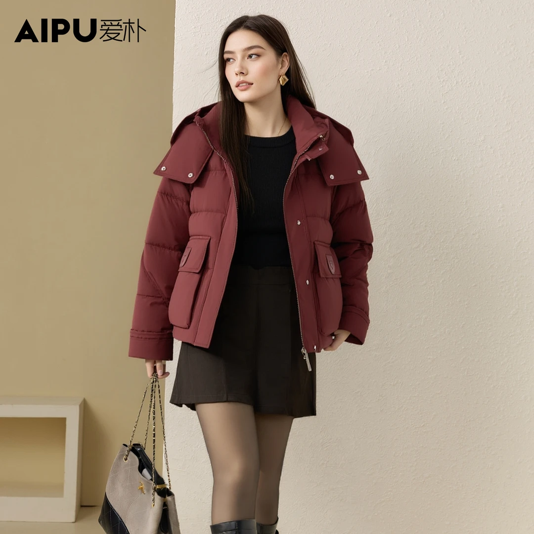 爱朴大码女装25年冬季新款棉服加厚宽松外套保暖翻领上衣77130