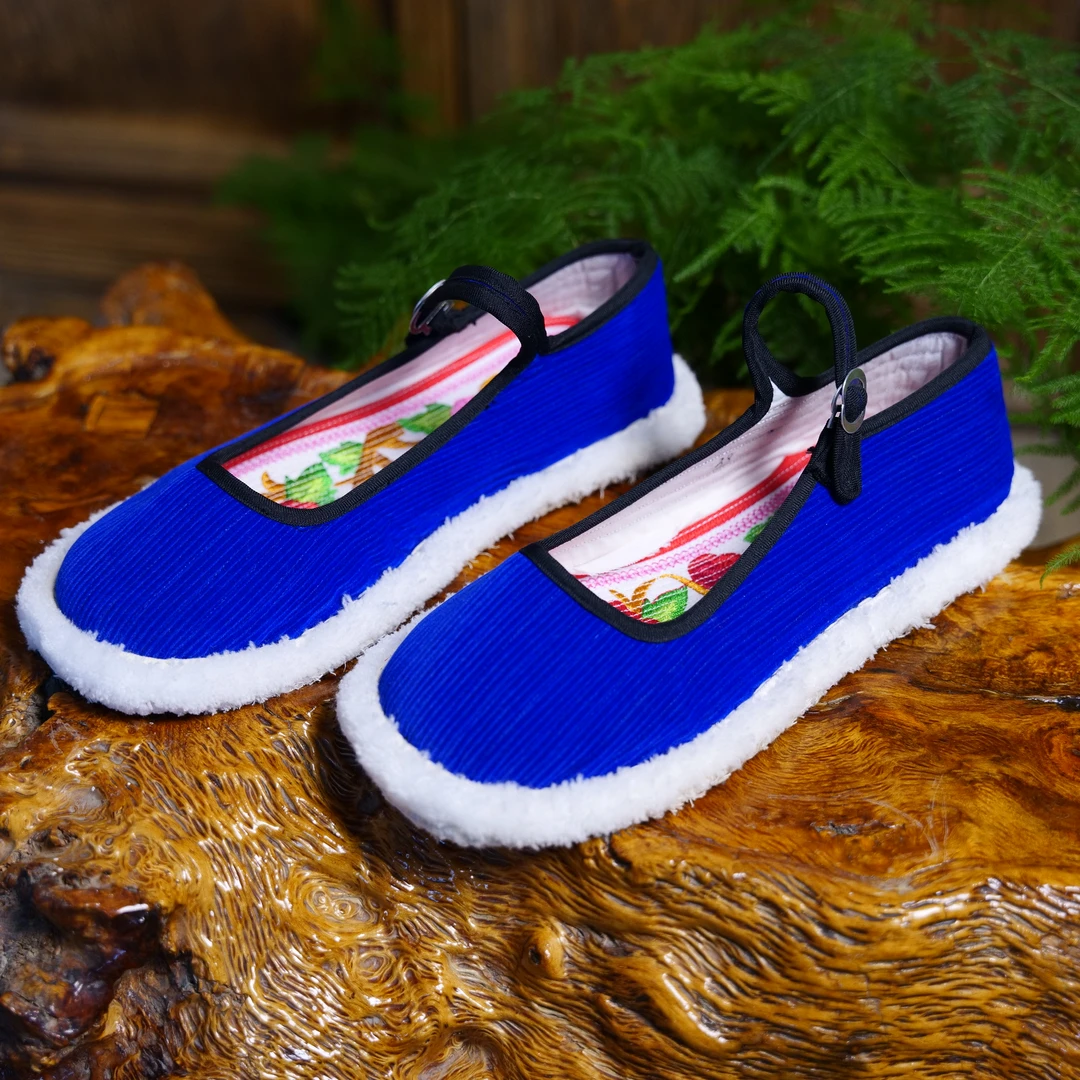 老北京布鞋纯手工千层底夏季女士休闲蓝色手工鞋软底平底单鞋