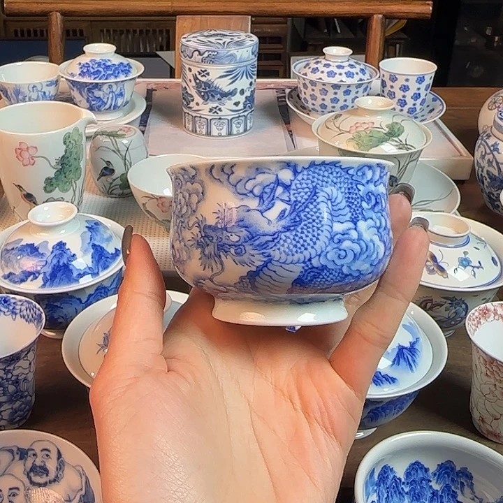 名窑口 龙纹点工卢氏杯放漏