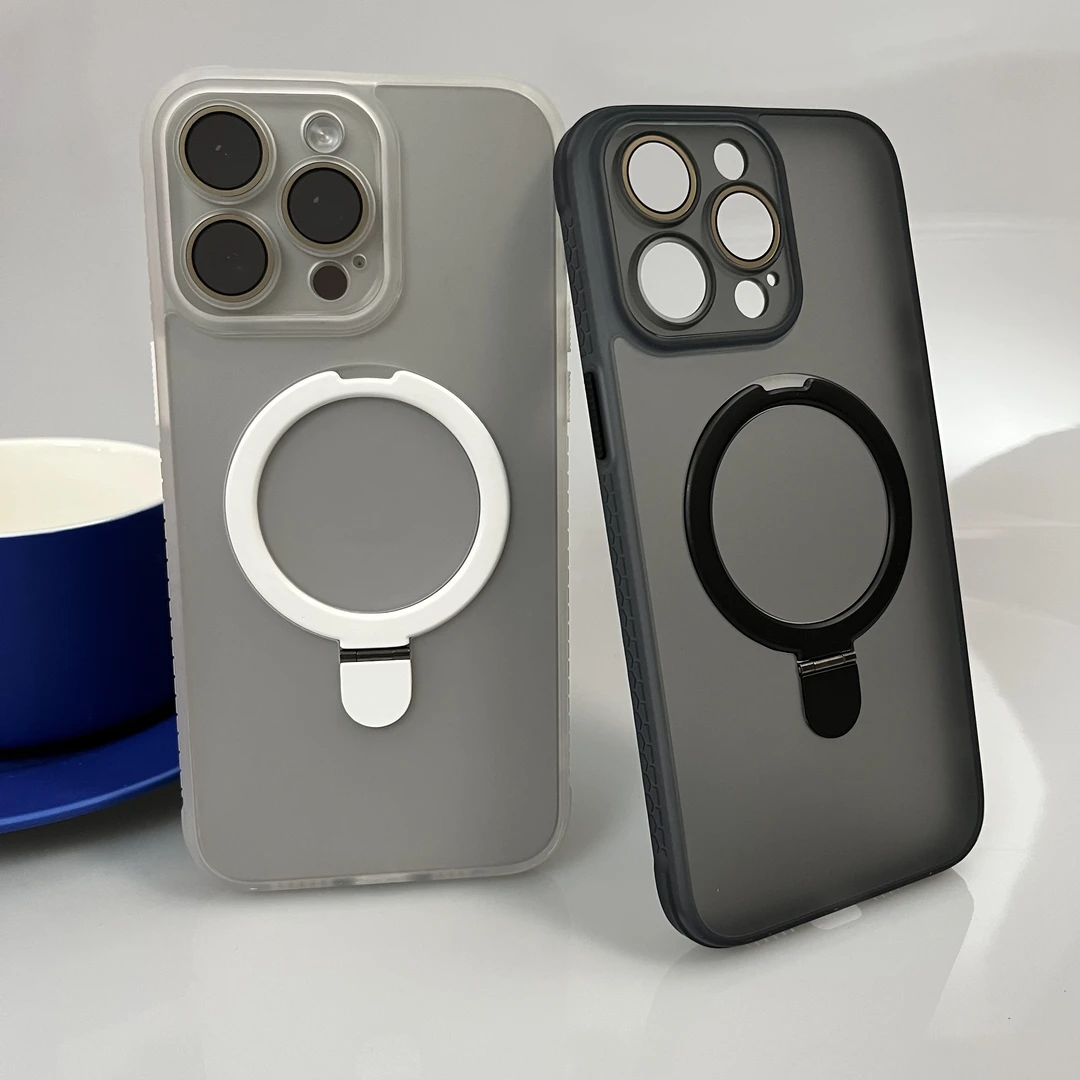 适用苹果16promax手机壳肤感磨砂iPhone15/14支架防摔13带镜头膜