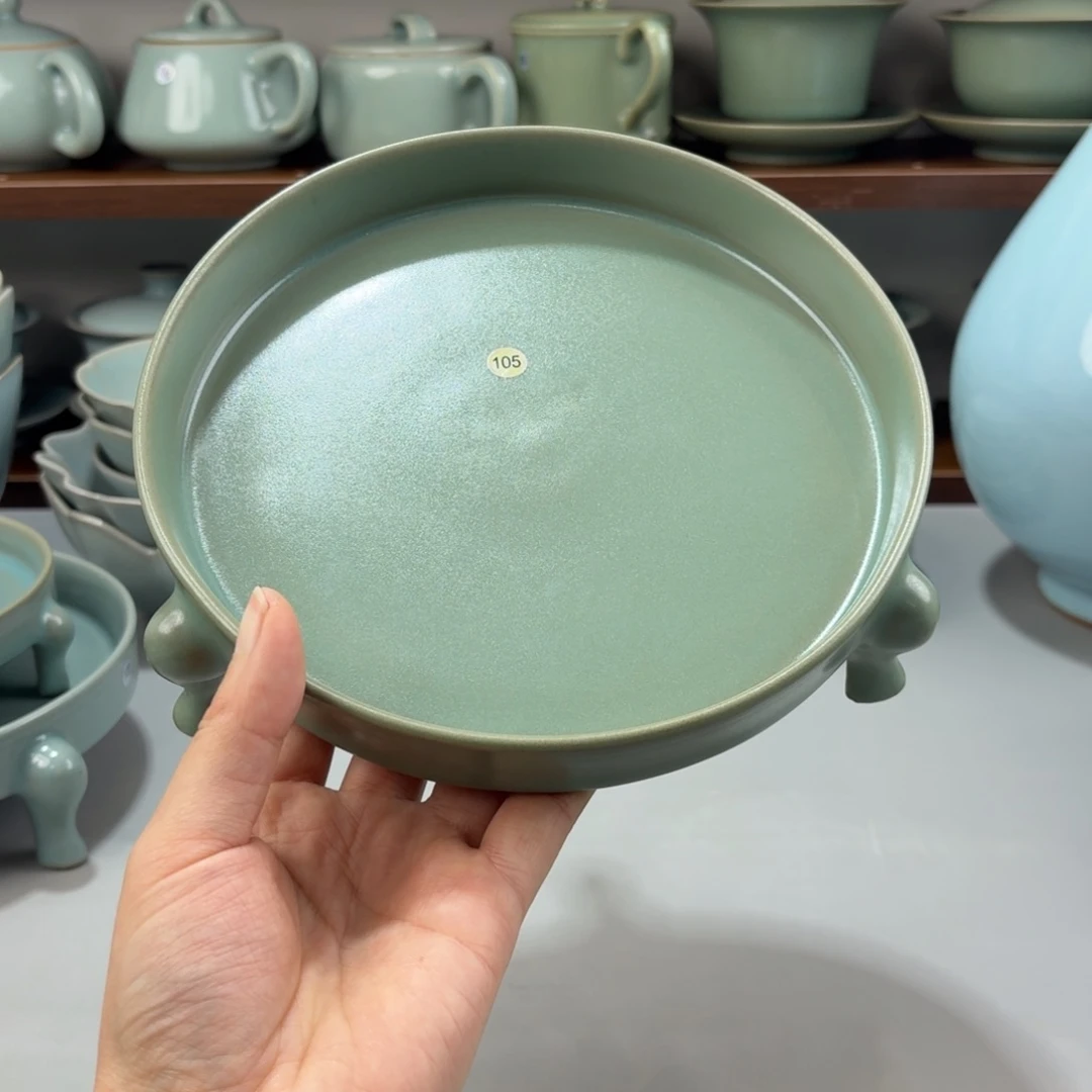 瓷摆件编号105柴窑仿古釉大号三足洗