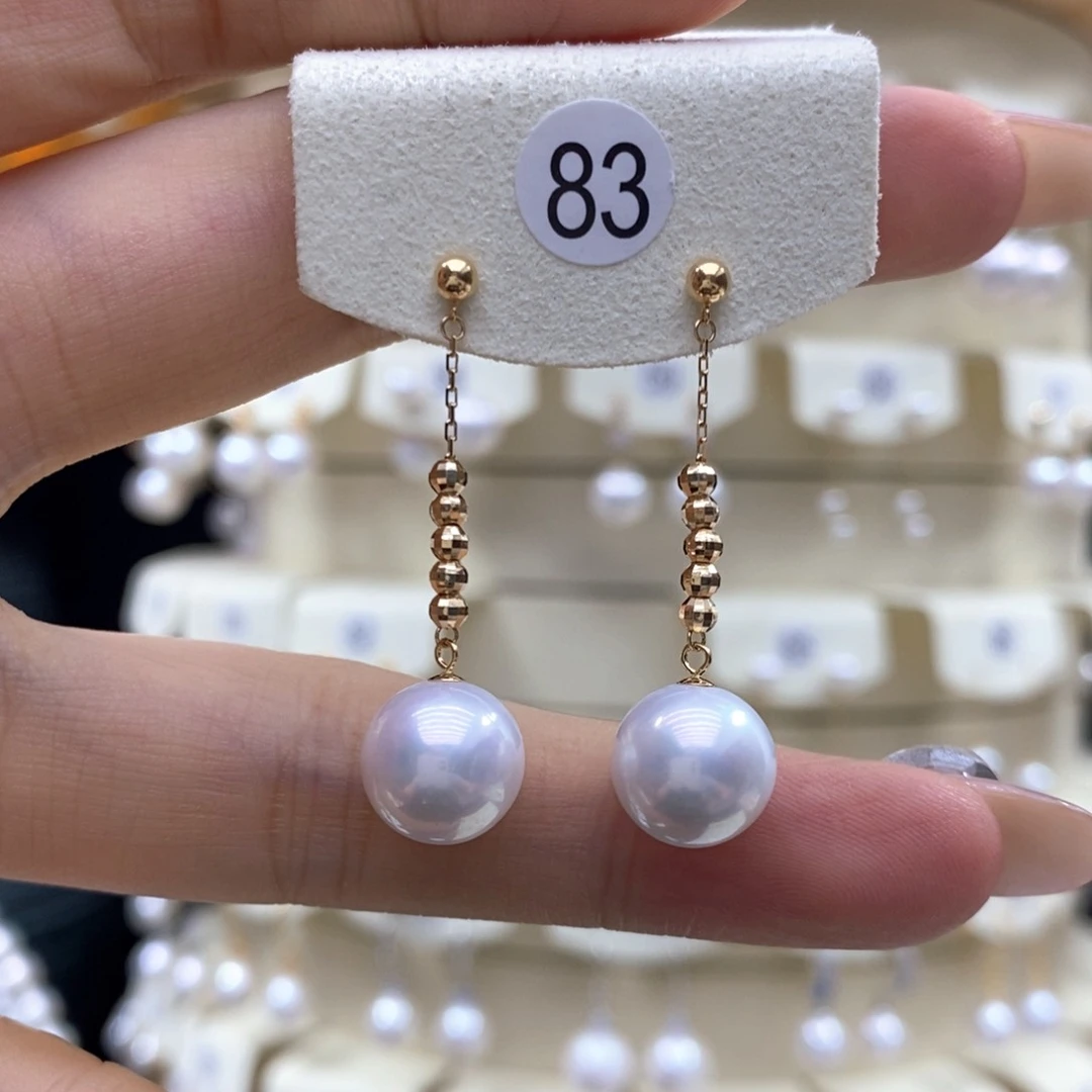 待***时18K金镶嵌淡水珍珠耳饰