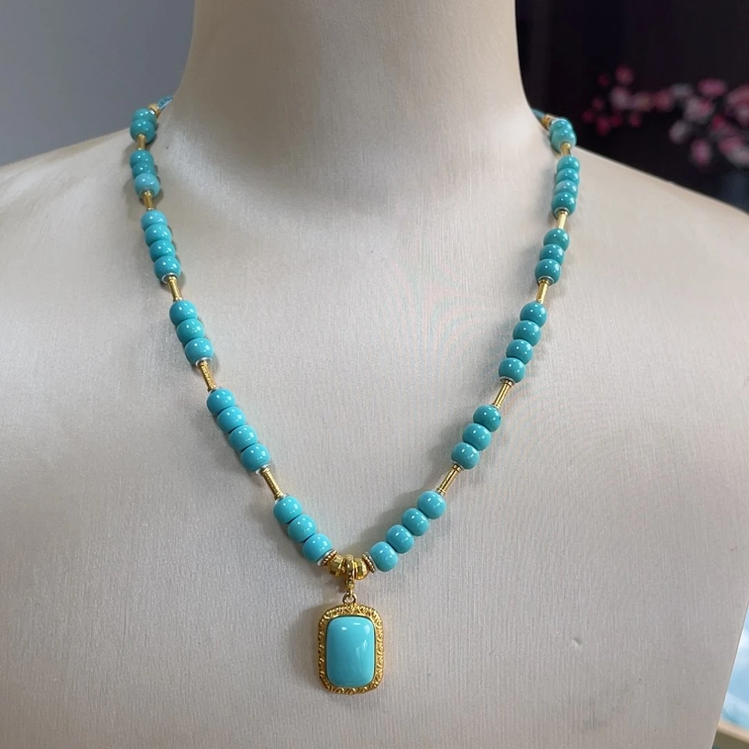 绿松石珠宝奇石18K金镶嵌