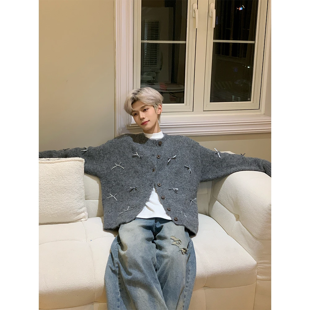 孙恩盛【蝴蝶毛衣】 慵懒风蝴蝶结毛衣男女设计感针织衫开衫外套