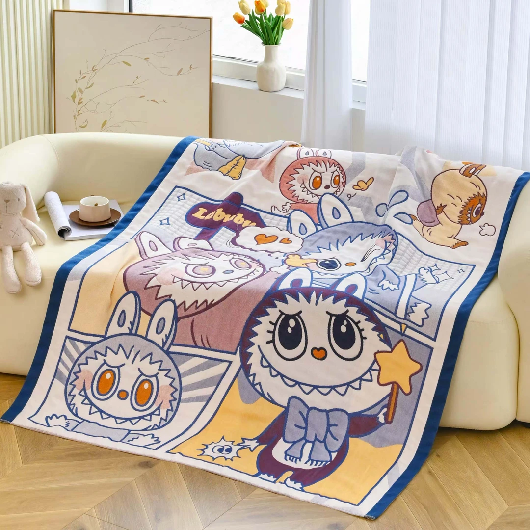 纯棉十层纱布卡通面包被夏凉被空调被毯子母婴级双面可水洗泡芙被