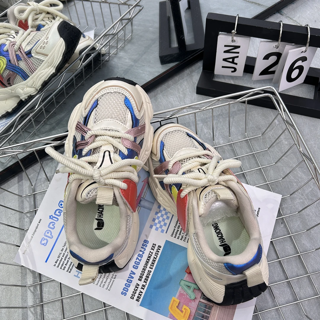 2025春季新款儿童运动鞋网面透气潮牌高级感男女童老爹童鞋87211