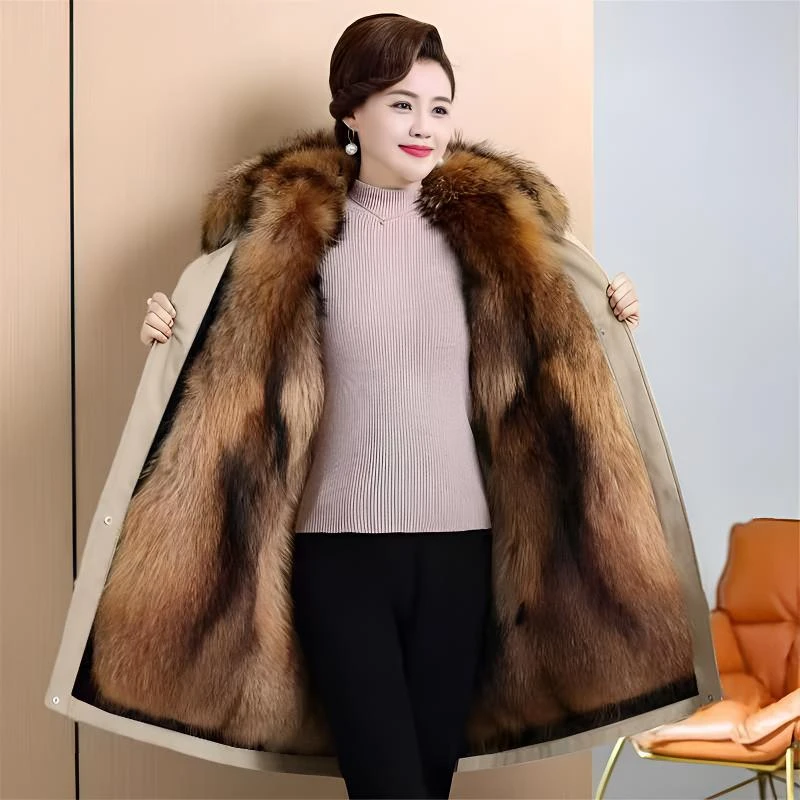 海宁派克服女款气质服装爆款2025新款可拆卸皮毛一体长款皮草外套