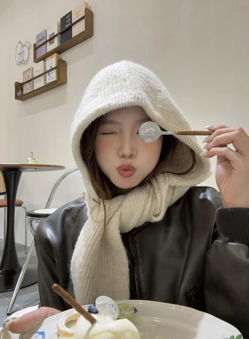 韩版帽子围巾一体加厚保暖针织帽女冬季护耳巴拉克拉法帽毛线帽男