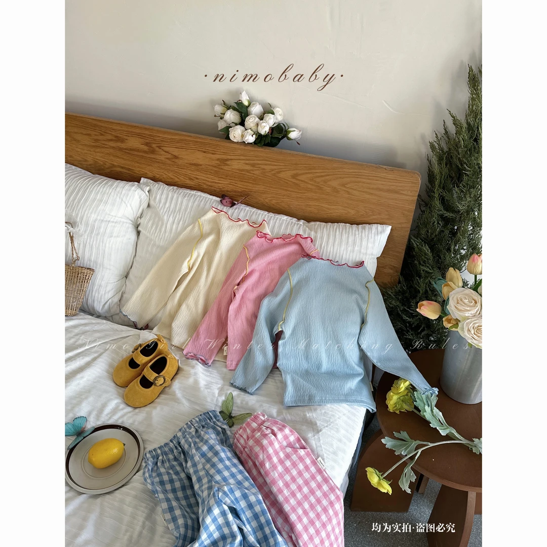 NIMO【蜜桃气泡水】韩版春季新款宝宝时尚亲肤透气打底上衣