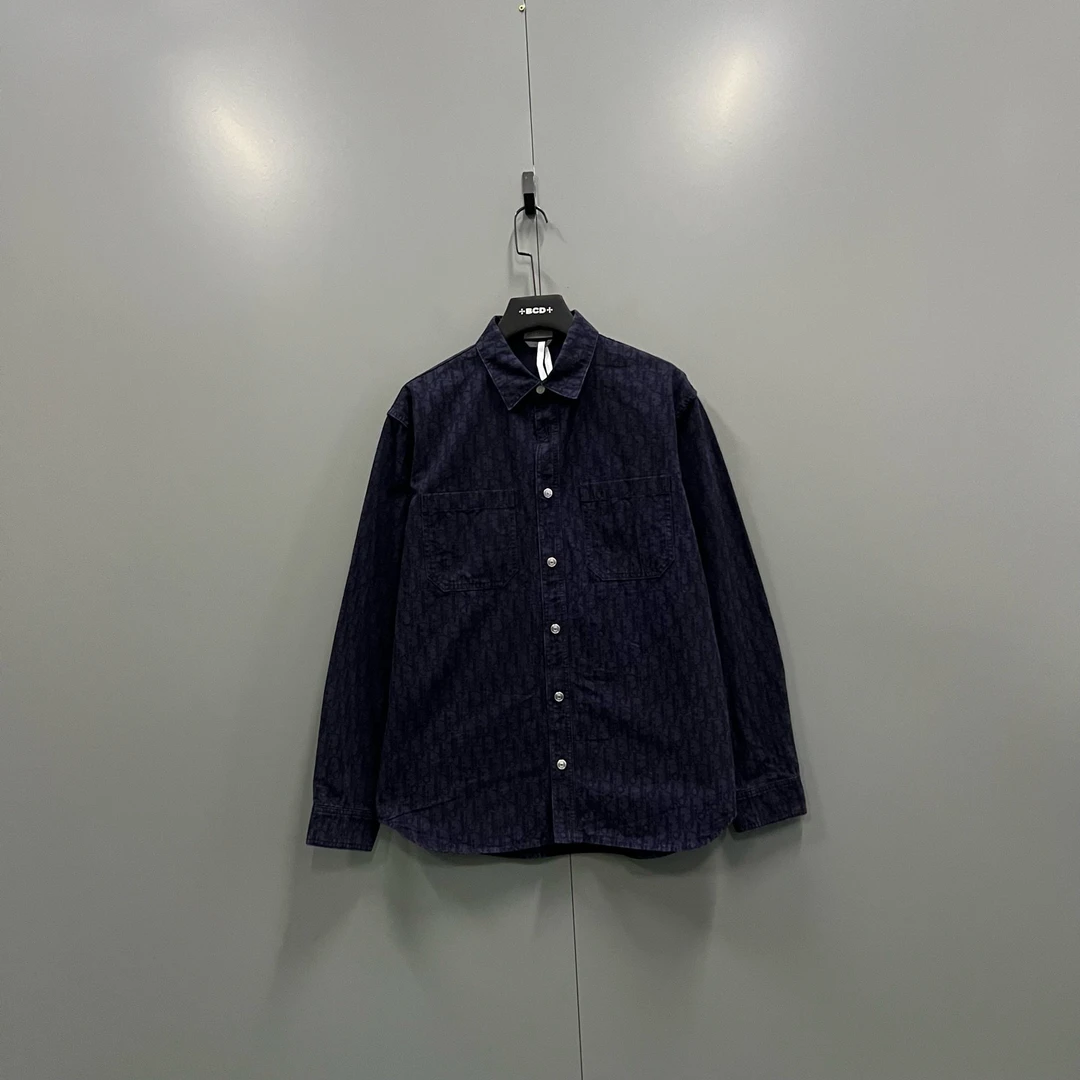 99新 DIOR/迪奥 (ll) 藏青色老花满印衬衫 40码/019437