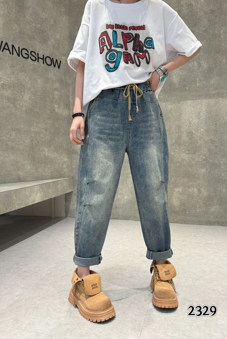 小娜家.欧货时尚老爹弹力时尚牛仔裤2329