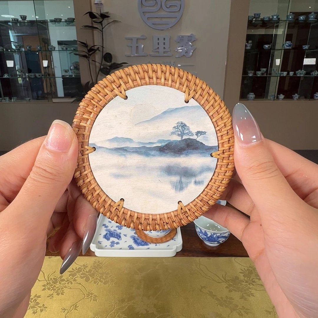 手工编织竹质杯垫
