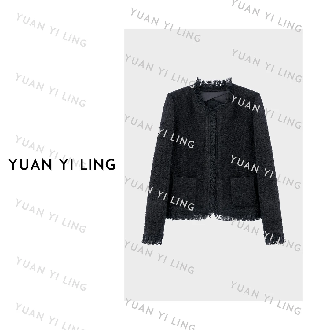 袁艺灵【优雅千金】25秋季新款简约高级感流苏外套9008