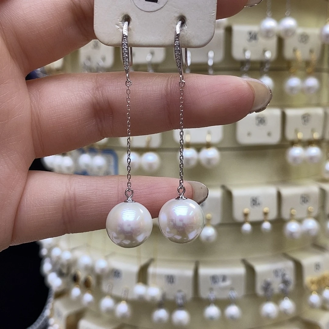银S925镶嵌耳饰淡水珍珠