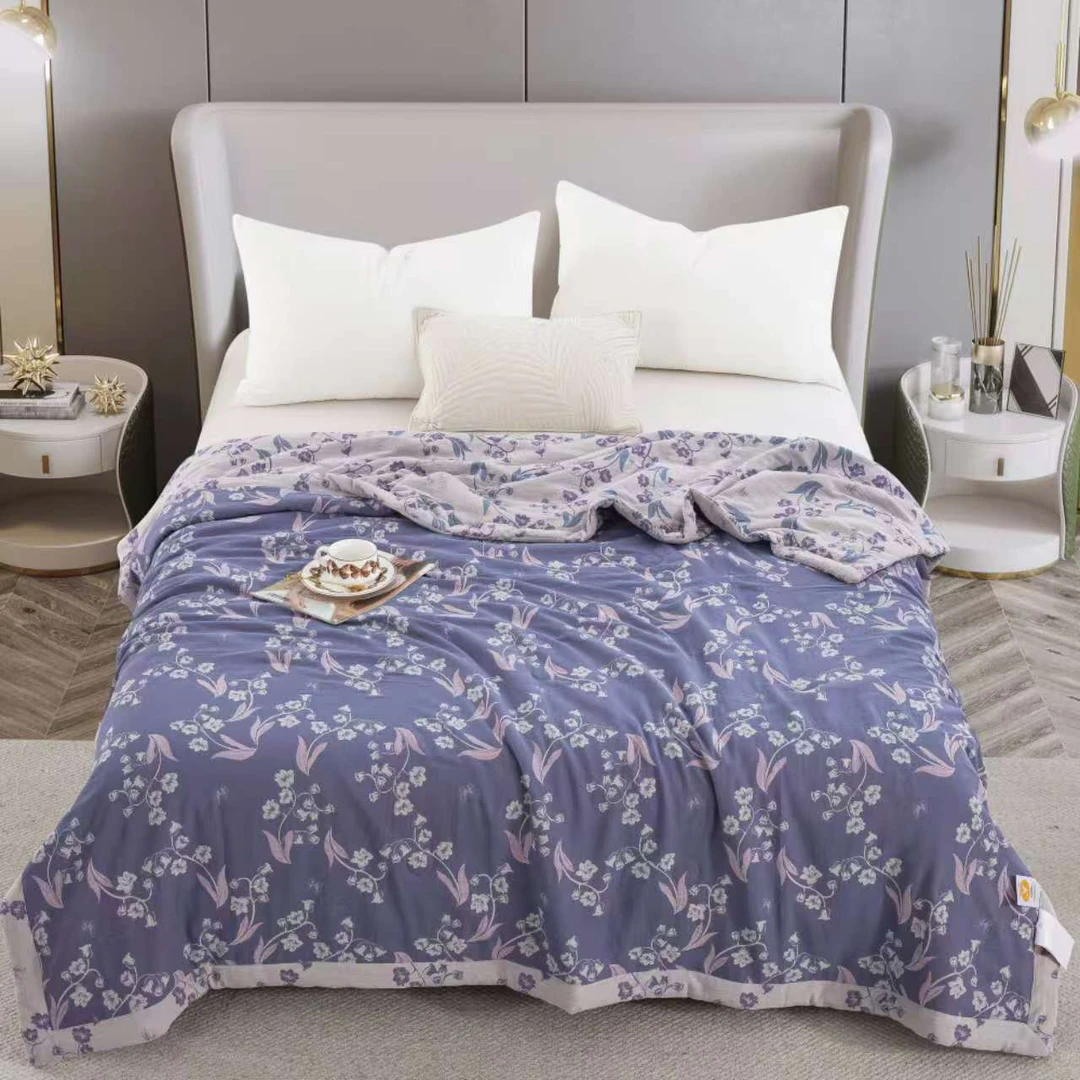 【铃兰夏被】全棉色织夏凉被双面双层纱夏被空调被透气被子亲肤正品