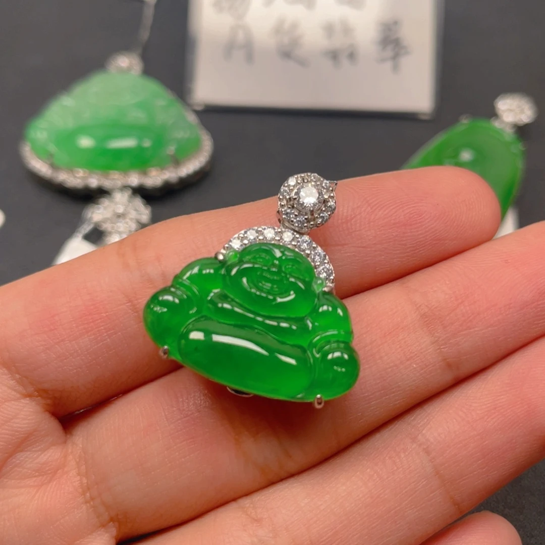 翡翠银S925镶嵌吊坠(不含链)