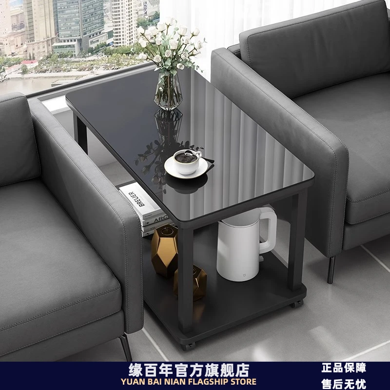 茶几沙发边几客厅家用小户型移动小桌子简约现代钢化玻璃阳台茶桌