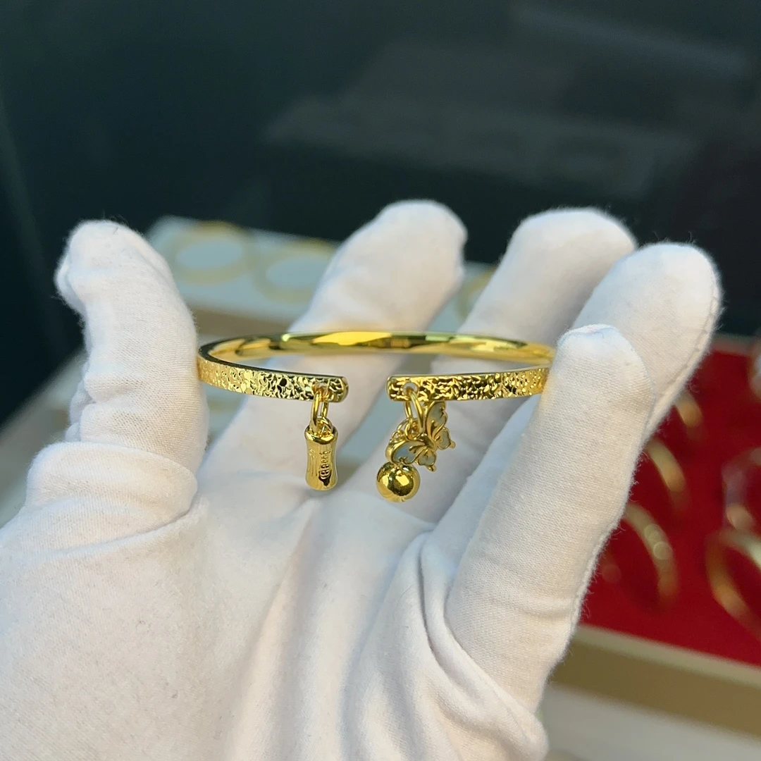 足银珐琅手镯 足银手镯时尚精美蝴蝶碎碎冰手镯经典百搭女款开口