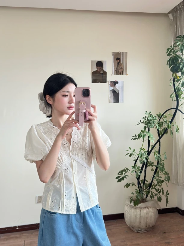 重工韩系提花刺绣工艺设计百搭上衣