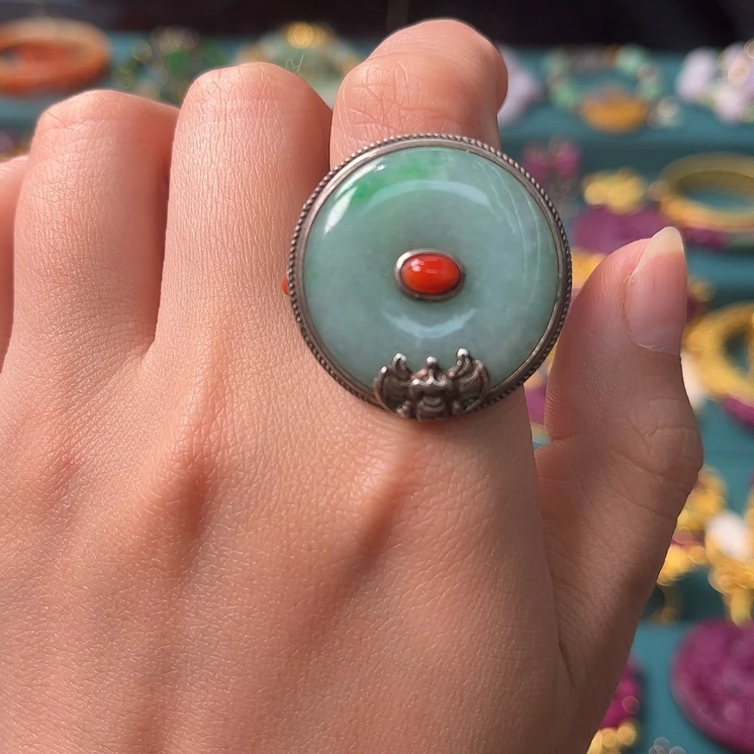 翡翠银S925镶嵌戒指