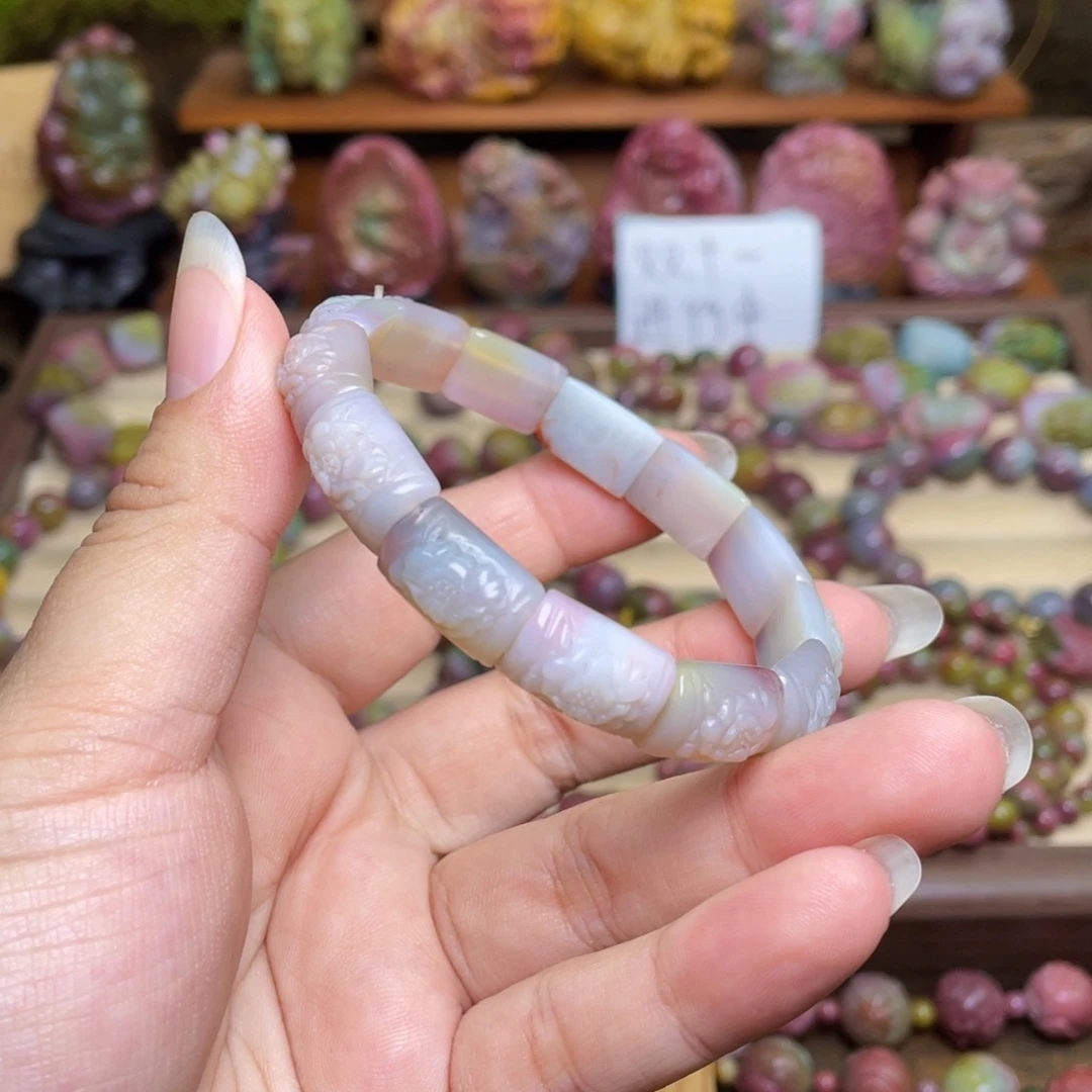 玛瑙/玉髓合金珠宝半成品盐源玛瑙仙色牡丹花