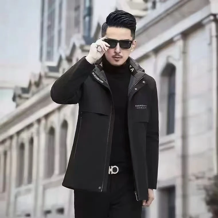 2025款男士休闲商务真兔毛可拆卸内胆派克服外套Y