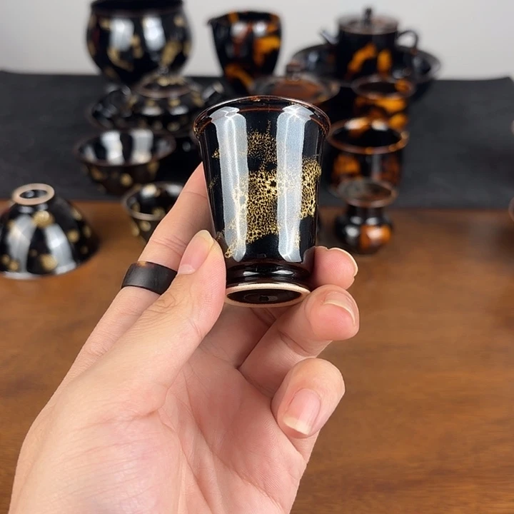 瓷洒彩鹧鸪斑闻香一口杯