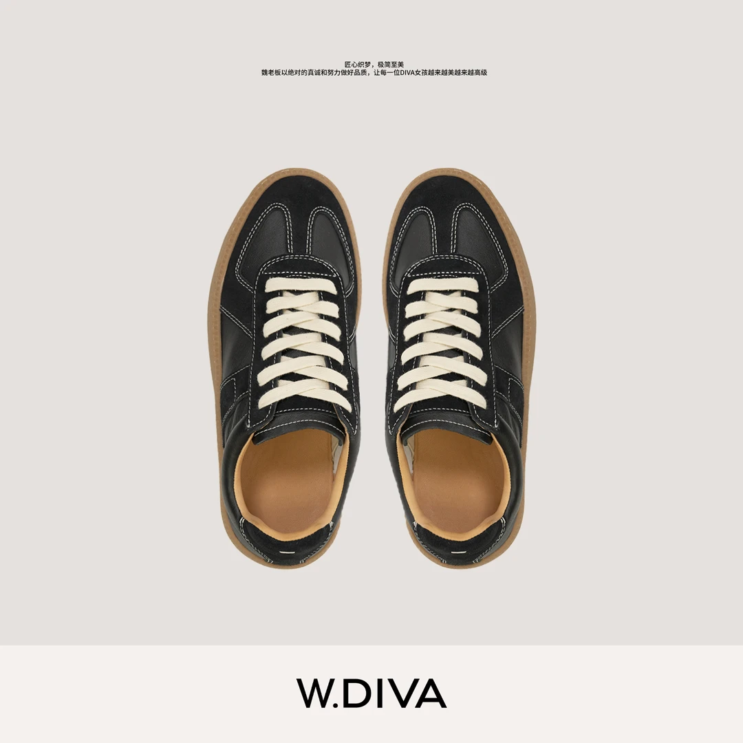 W.Diva【时尚范】纳帕小牛皮真皮复古休闲板鞋厚底休闲鞋50X083182