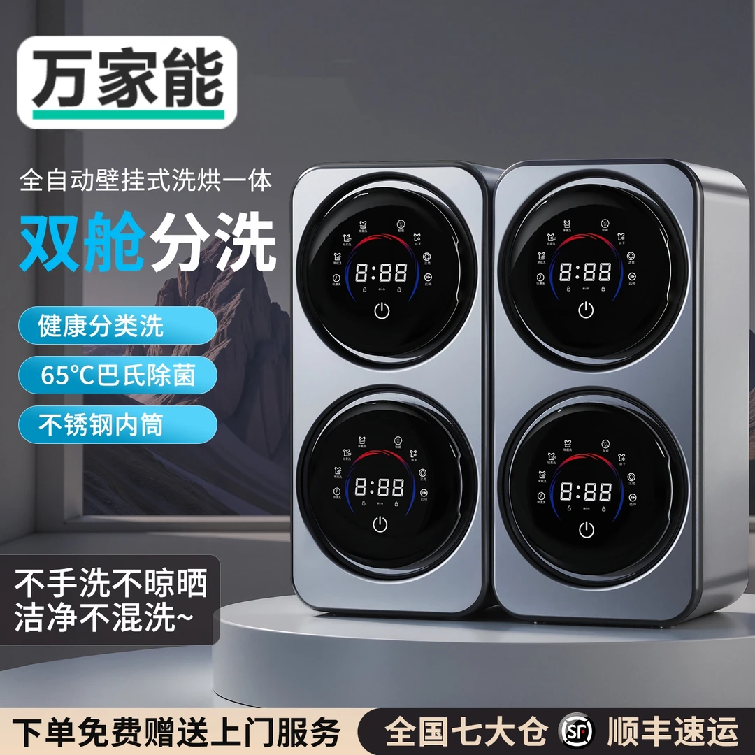 【全新一代】壁挂双舱内衣洗衣机洗烘一体专用小型壁挂全自动洗袜子